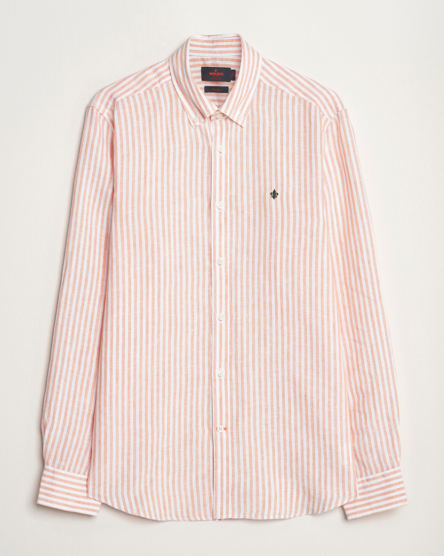 Homme | Chemises | Morris | Douglas Linen Stripe Shirt Orange