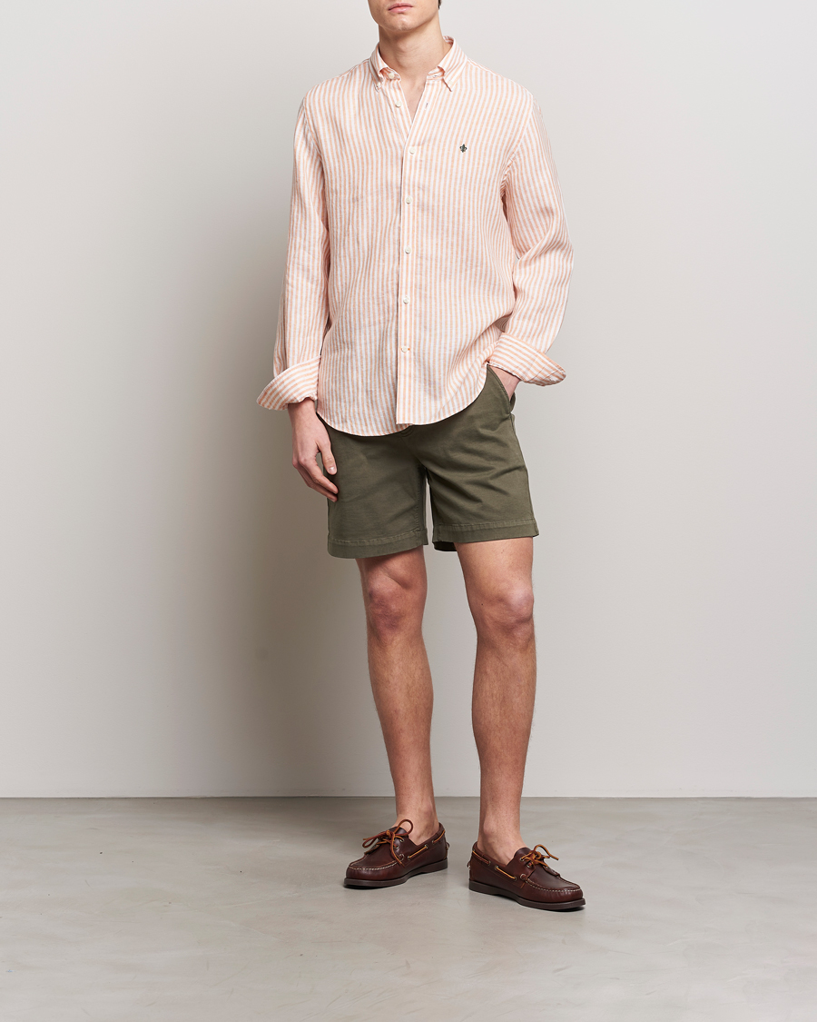 Homme | Chemises | Morris | Douglas Linen Stripe Shirt Orange