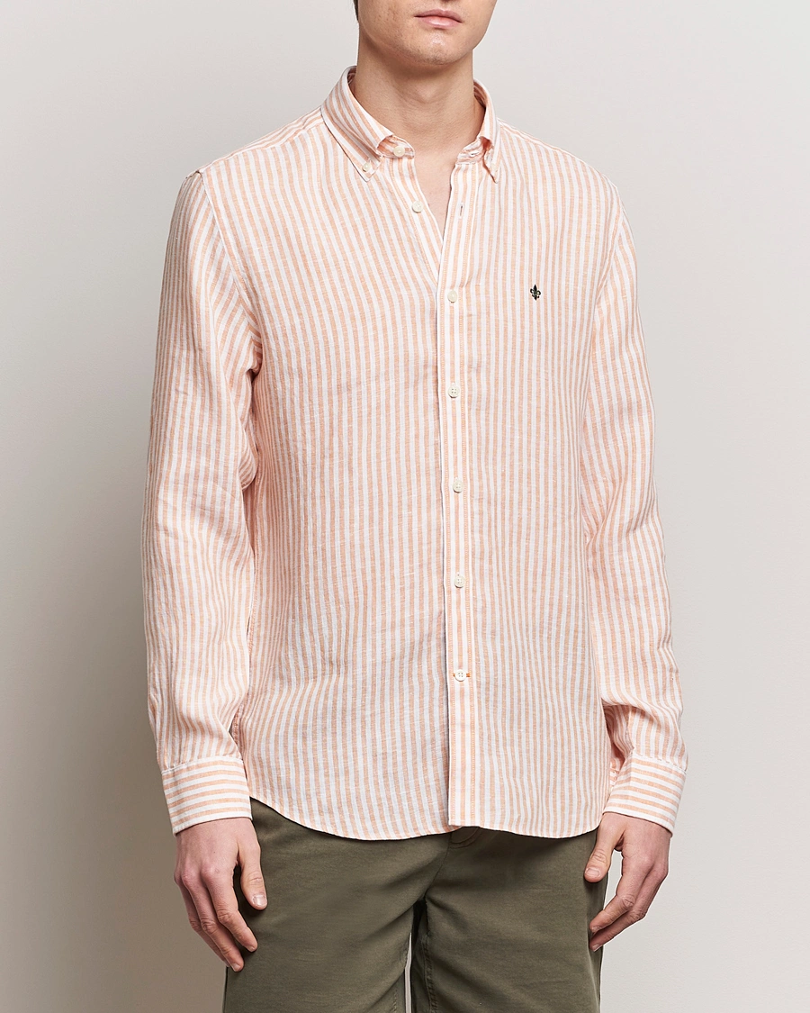 Homme | Casual | Morris | Douglas Linen Stripe Shirt Orange