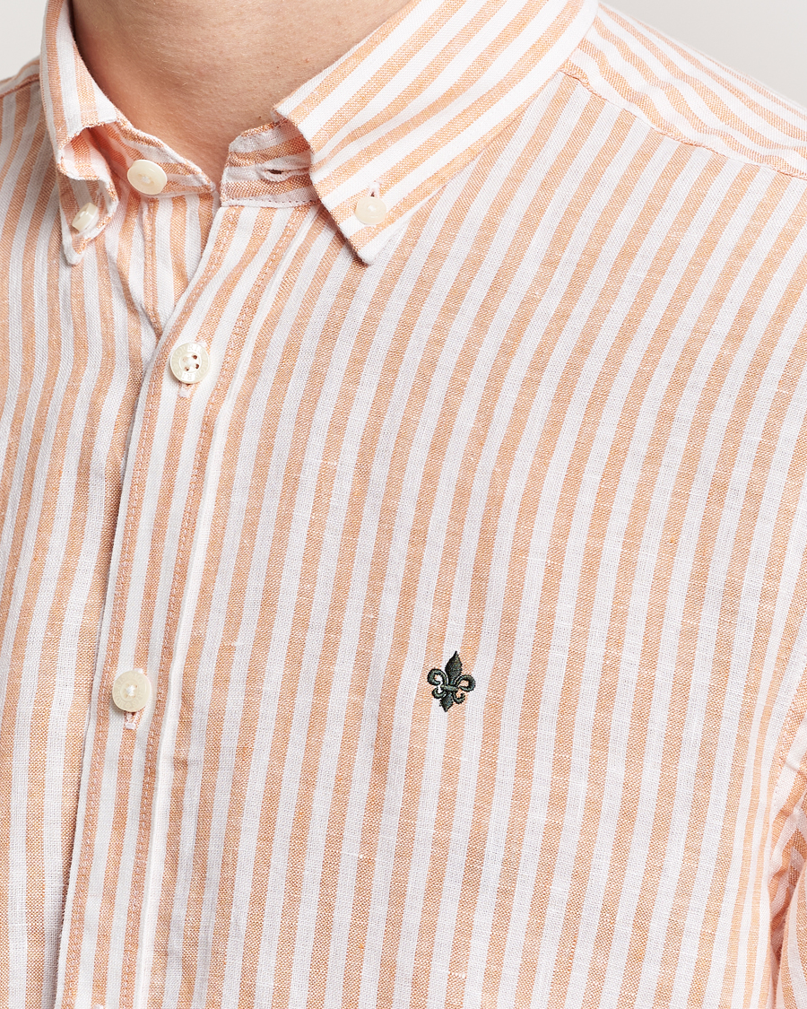 Homme | Chemises | Morris | Douglas Linen Stripe Shirt Orange