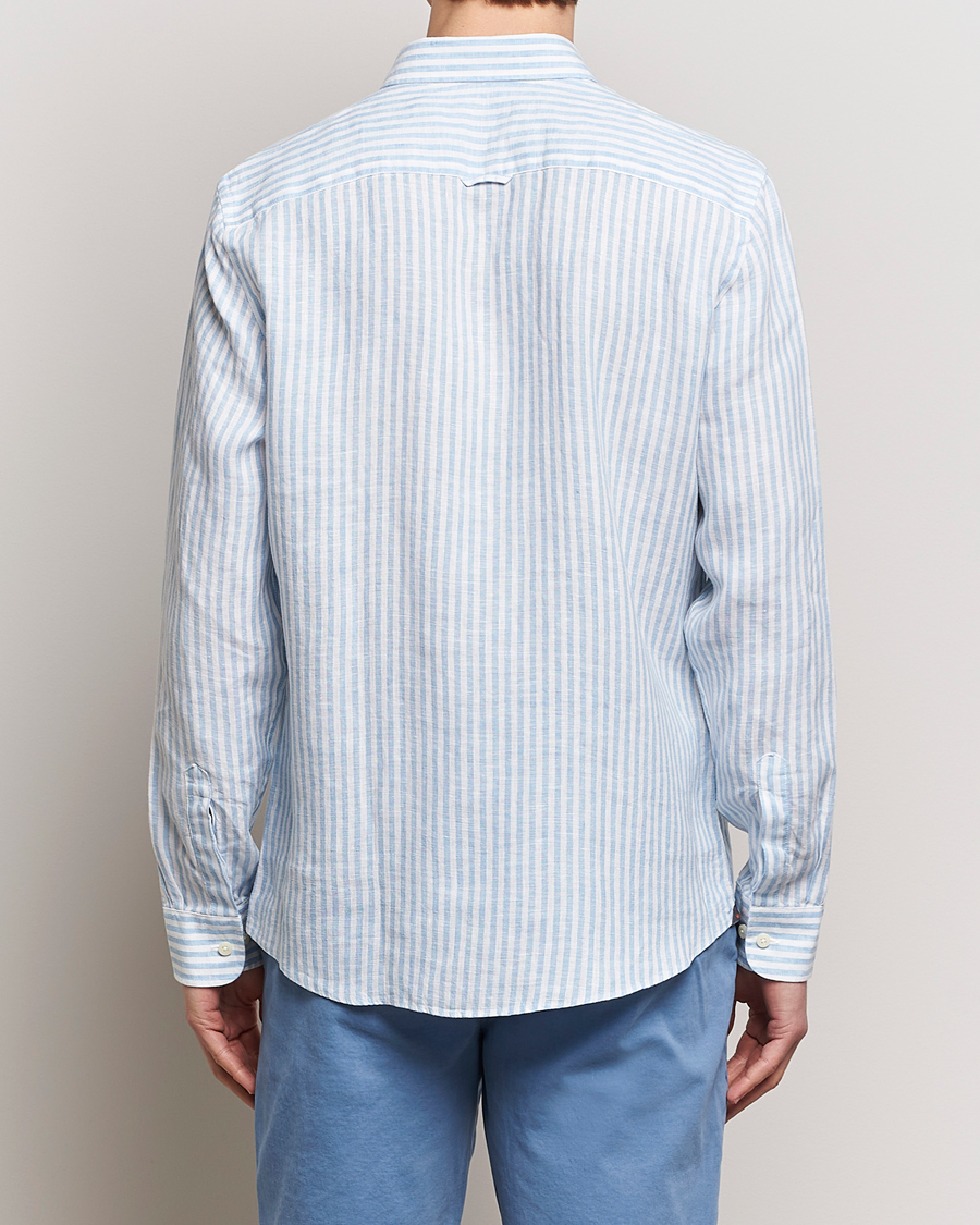 Homme | Chemises | Morris | Douglas Linen Stripe Shirt Light Blue