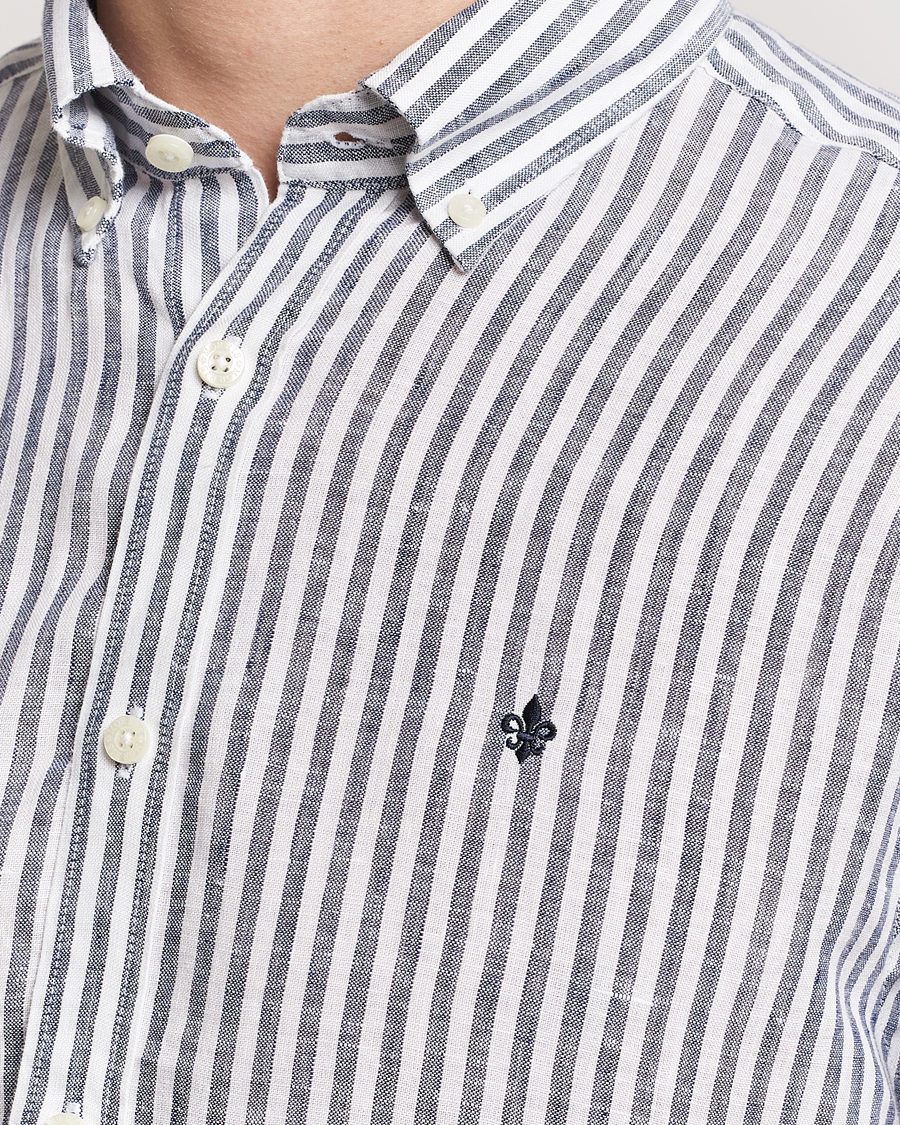 Homme | Chemises | Morris | Douglas Linen Stripe Shirt Navy