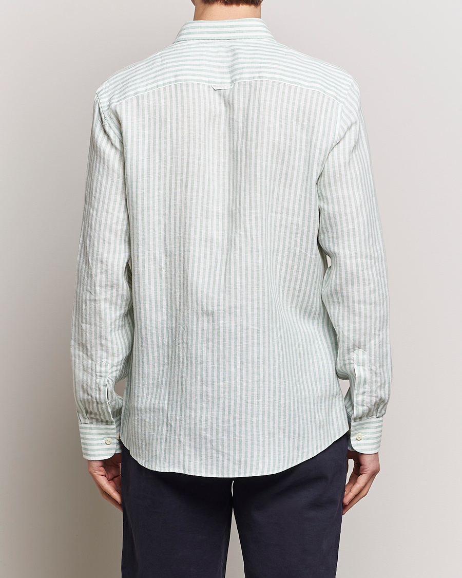 Homme | Chemises | Morris | Douglas Linen Stripe Shirt Light Green