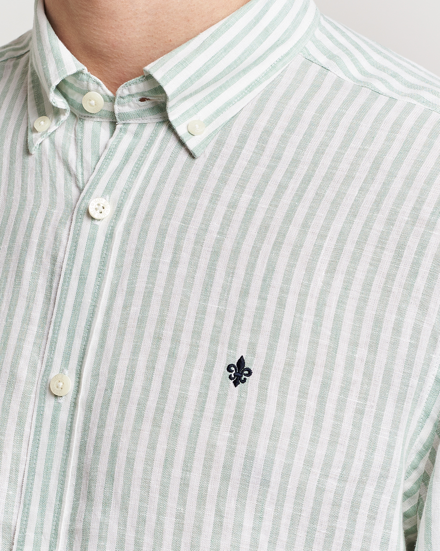 Homme | Chemises | Morris | Douglas Linen Stripe Shirt Light Green