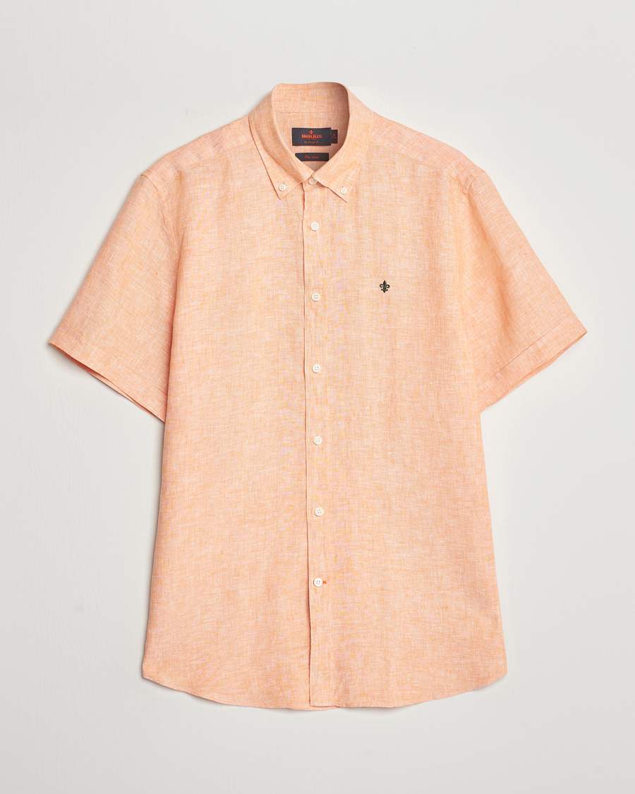 Homme | Chemises | Morris | Douglas Linen Short Sleeve Shirt Orange