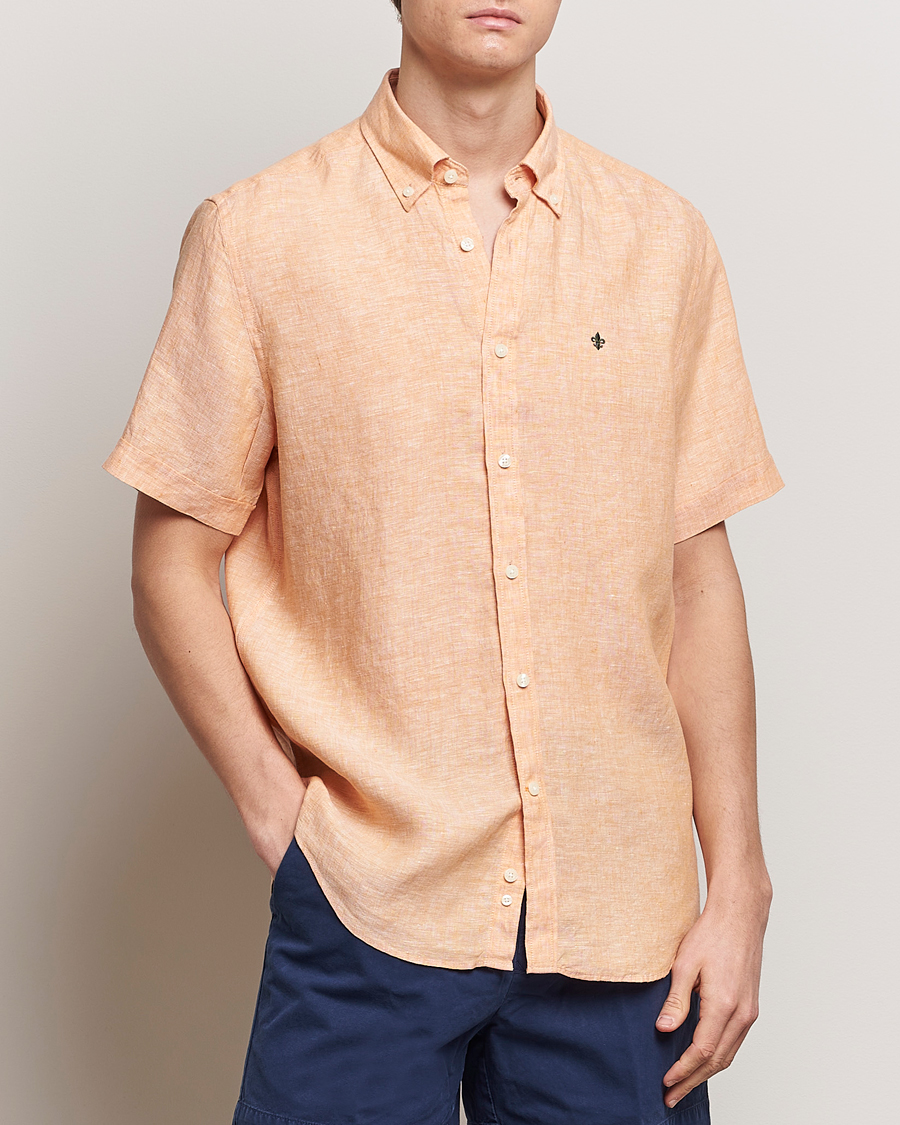 Homme | Chemises À Manches Courtes | Morris | Douglas Linen Short Sleeve Shirt Orange