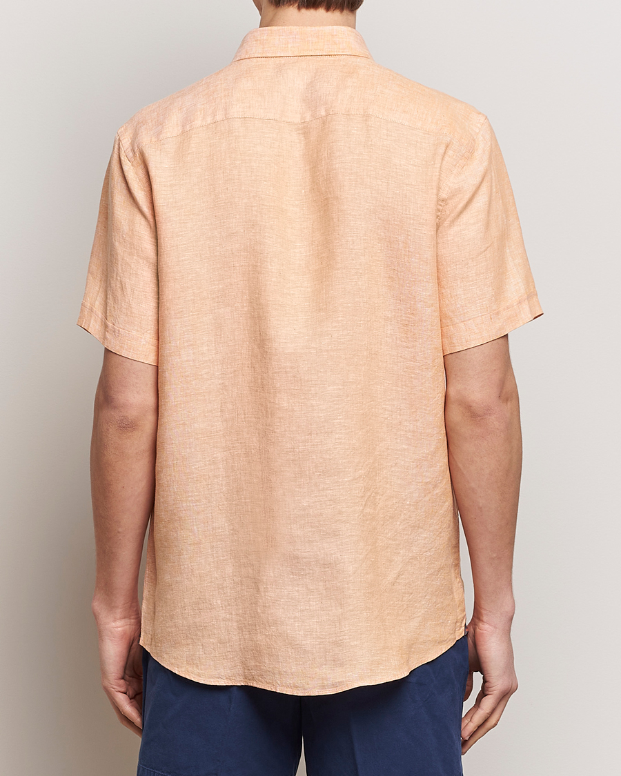 Homme | Chemises | Morris | Douglas Linen Short Sleeve Shirt Orange