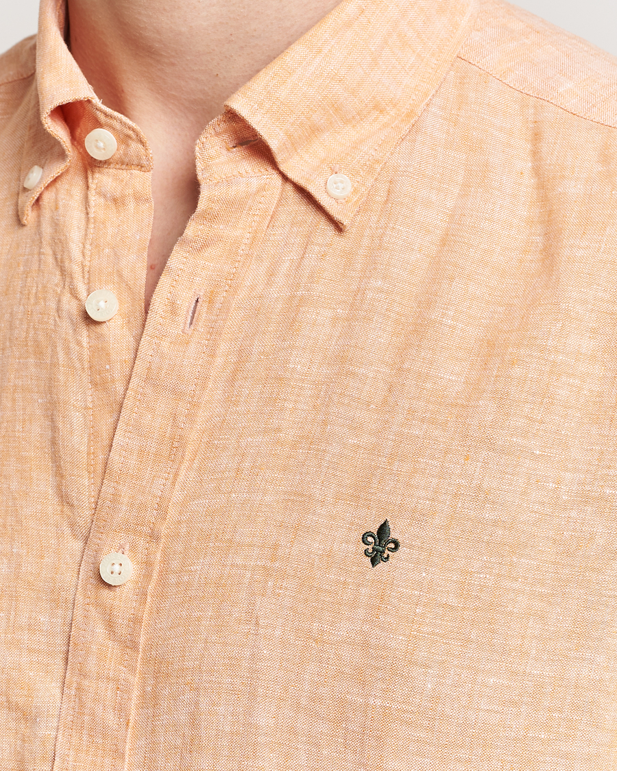 Homme | Chemises | Morris | Douglas Linen Short Sleeve Shirt Orange