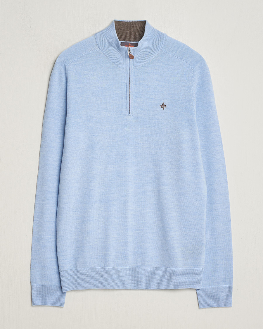 Homme | Pulls Et Tricots | Morris | John Merino Half Zip Light Blue
