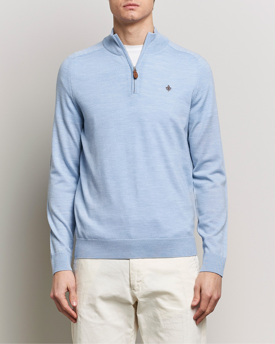 Homme | Pulls Et Tricots | Morris | John Merino Half Zip Light Blue