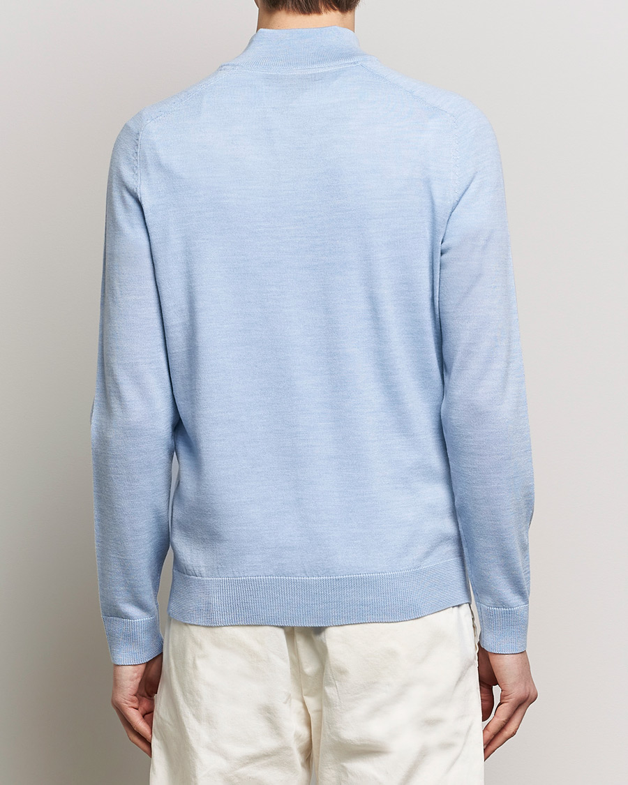 Homme | Pulls Et Tricots | Morris | John Merino Half Zip Light Blue