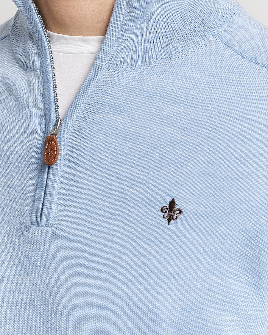 Homme | Pulls Et Tricots | Morris | John Merino Half Zip Light Blue