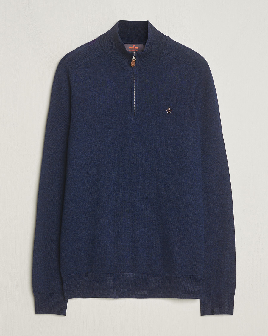 Homme | Pulls Et Tricots | Morris | John Merino Half Zip Blue