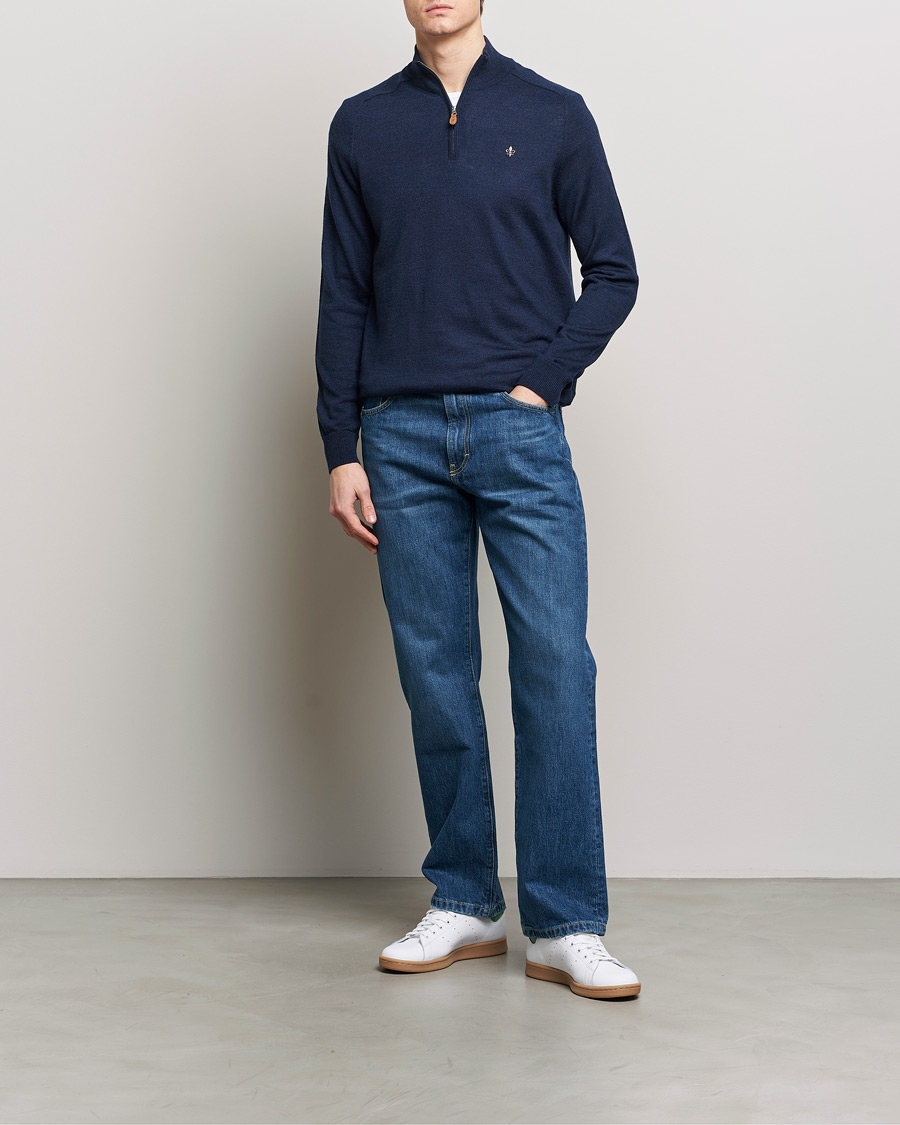 Homme | Pulls Et Tricots | Morris | John Merino Half Zip Blue