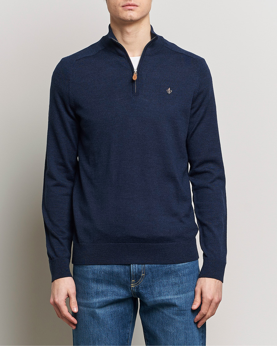 Homme | Pulls Et Tricots | Morris | John Merino Half Zip Blue