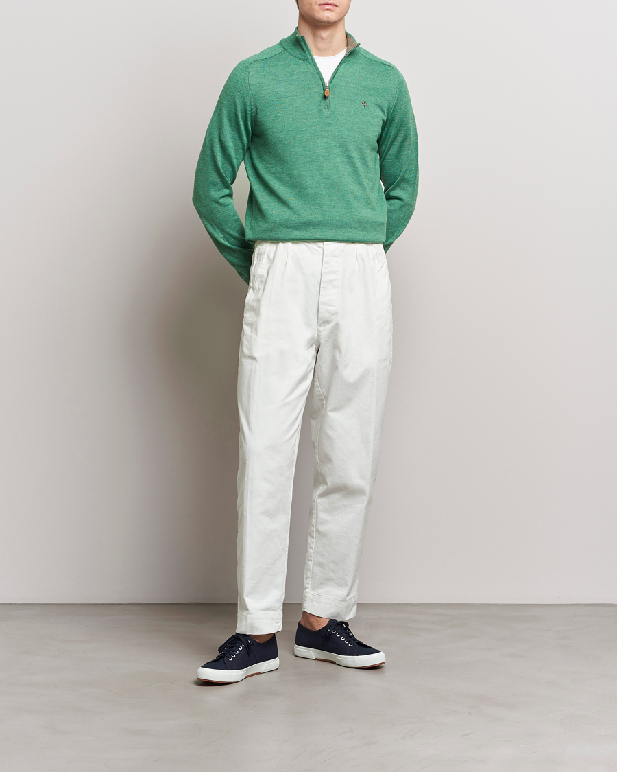 Homme | Pulls Et Tricots | Morris | John Merino Half Zip Light Green