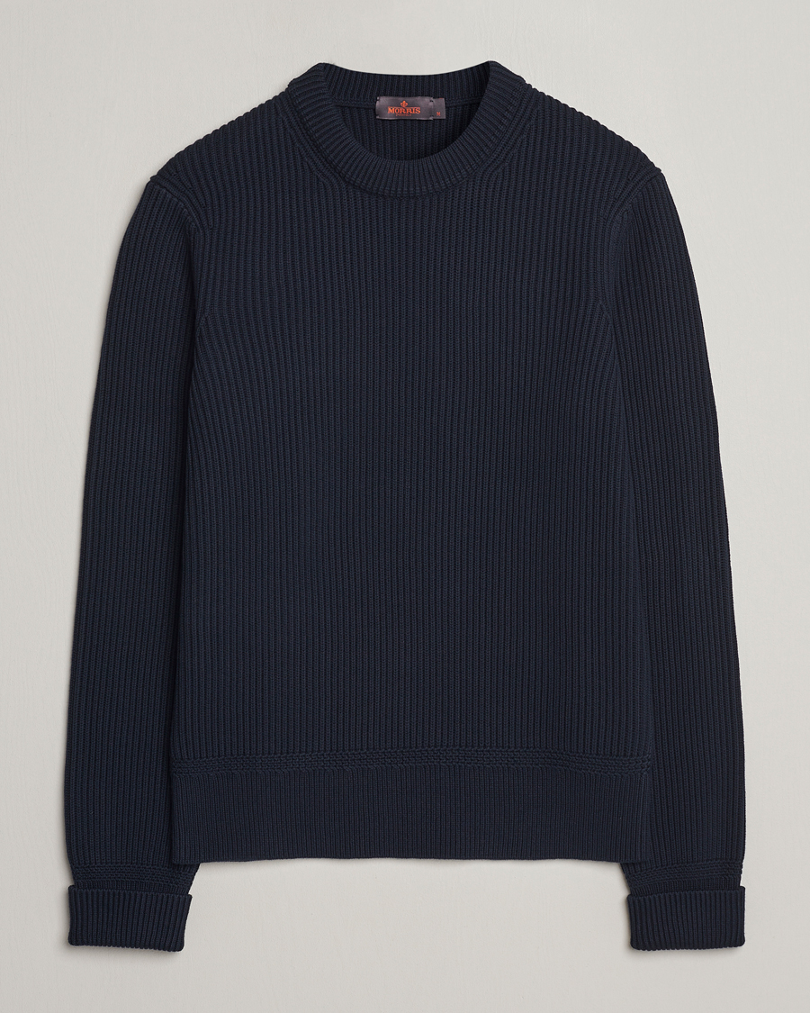 Homme | Pulls Et Tricots | Morris | Arthur Navy Cotton/Merino Knitted Sweater Navy