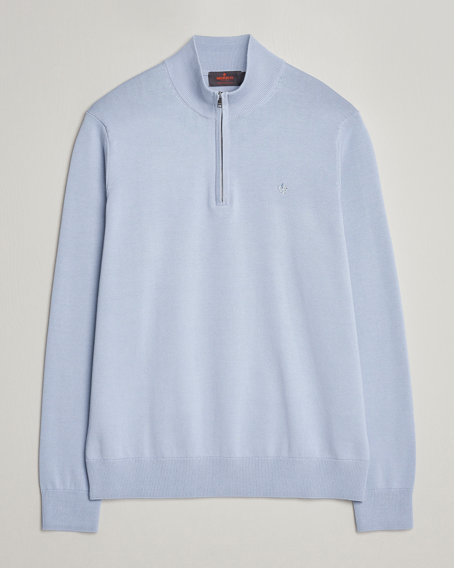 Homme | Pulls Et Tricots | Morris | Riley Cotton Half Zip Light Blue
