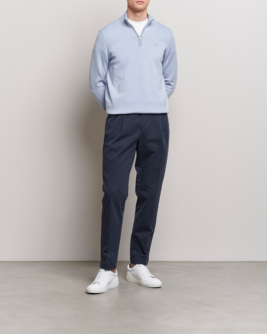 Homme | Pulls Et Tricots | Morris | Riley Cotton Half Zip Light Blue
