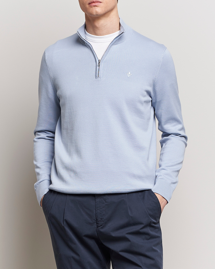 Homme | Pulls Et Tricots | Morris | Riley Cotton Half Zip Light Blue