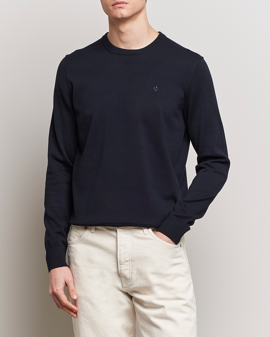 Homme | Pulls À Col Rond | Morris | Riley Cotton Crew Neck Pullover Old Blue