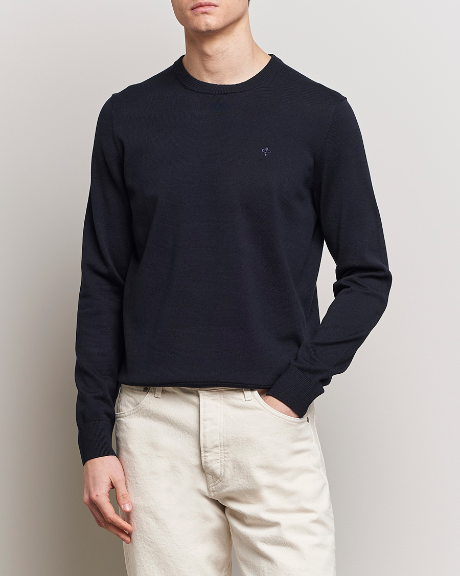 Homme | Pulls Et Tricots | Morris | Riley Cotton Crew Neck Pullover Old Blue