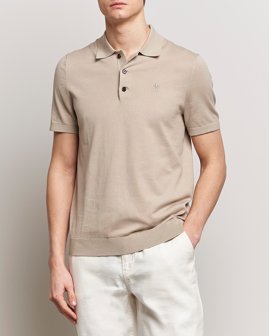 Homme | Sections | Morris | Cenric Cotton Knitted Short Sleeve Polo Khaki