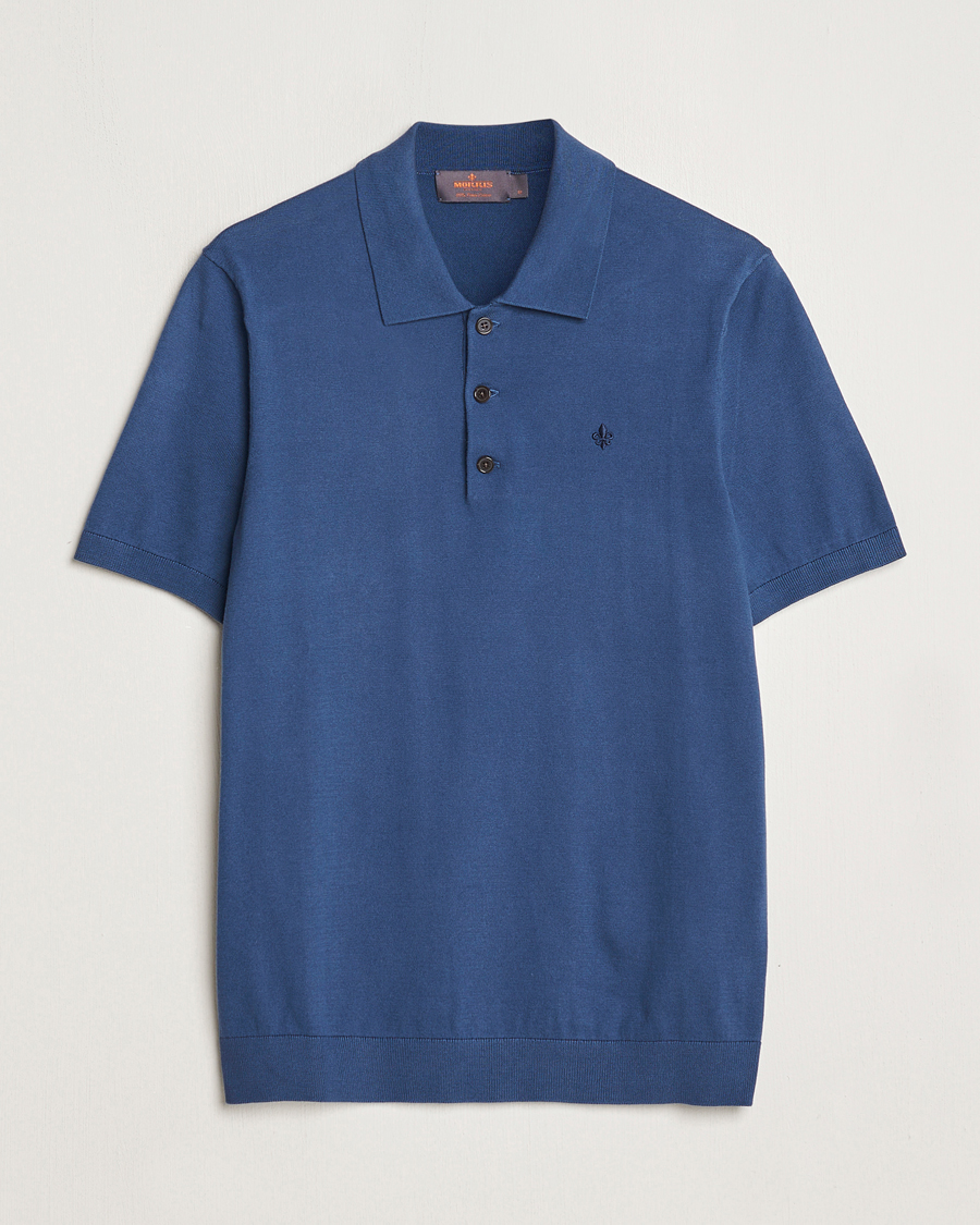 Homme | Pulls Et Tricots | Morris | Cenric Cotton Knitted Short Sleeve Polo Navy