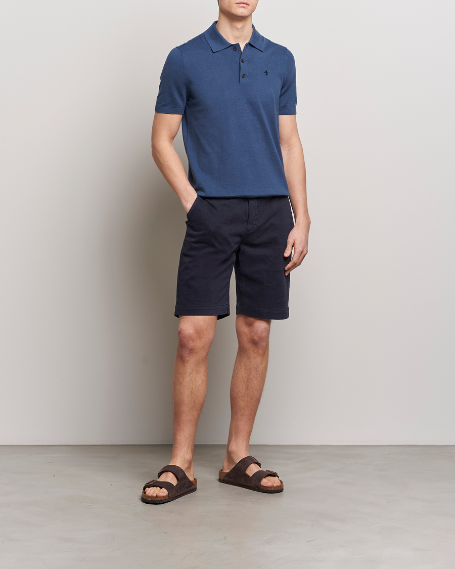 Homme | Pulls Et Tricots | Morris | Cenric Cotton Knitted Short Sleeve Polo Navy