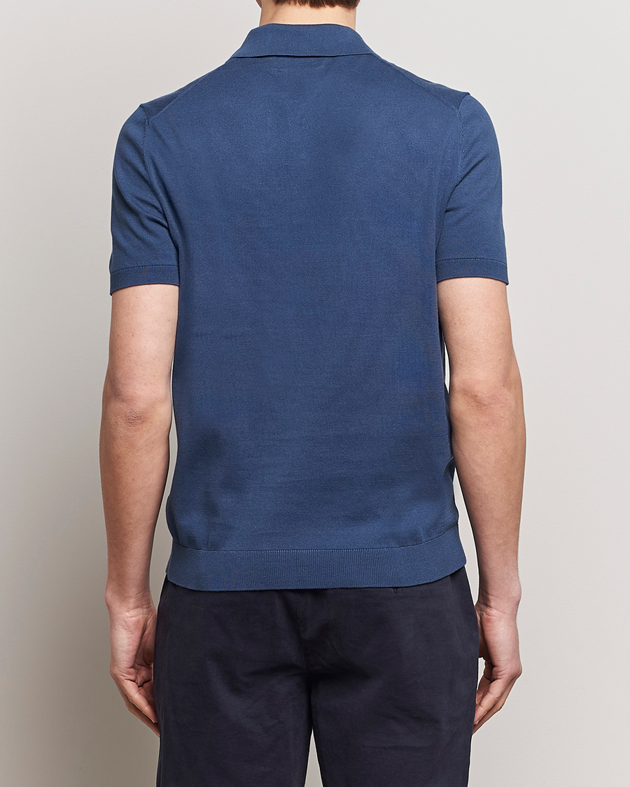 Homme | Pulls Et Tricots | Morris | Cenric Cotton Knitted Short Sleeve Polo Navy