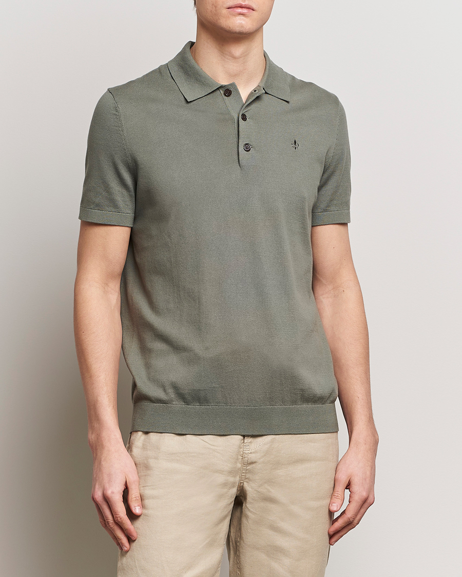 Homme | Sections | Morris | Cenric Cotton Knitted Short Sleeve Polo Green