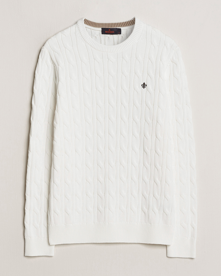 Homme | Pulls Et Tricots | Morris | Ethan Cotton Cable Crew Neck Off White