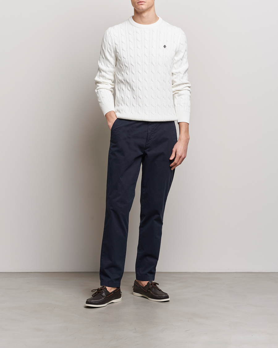 Homme | Pulls Et Tricots | Morris | Ethan Cotton Cable Crew Neck Off White