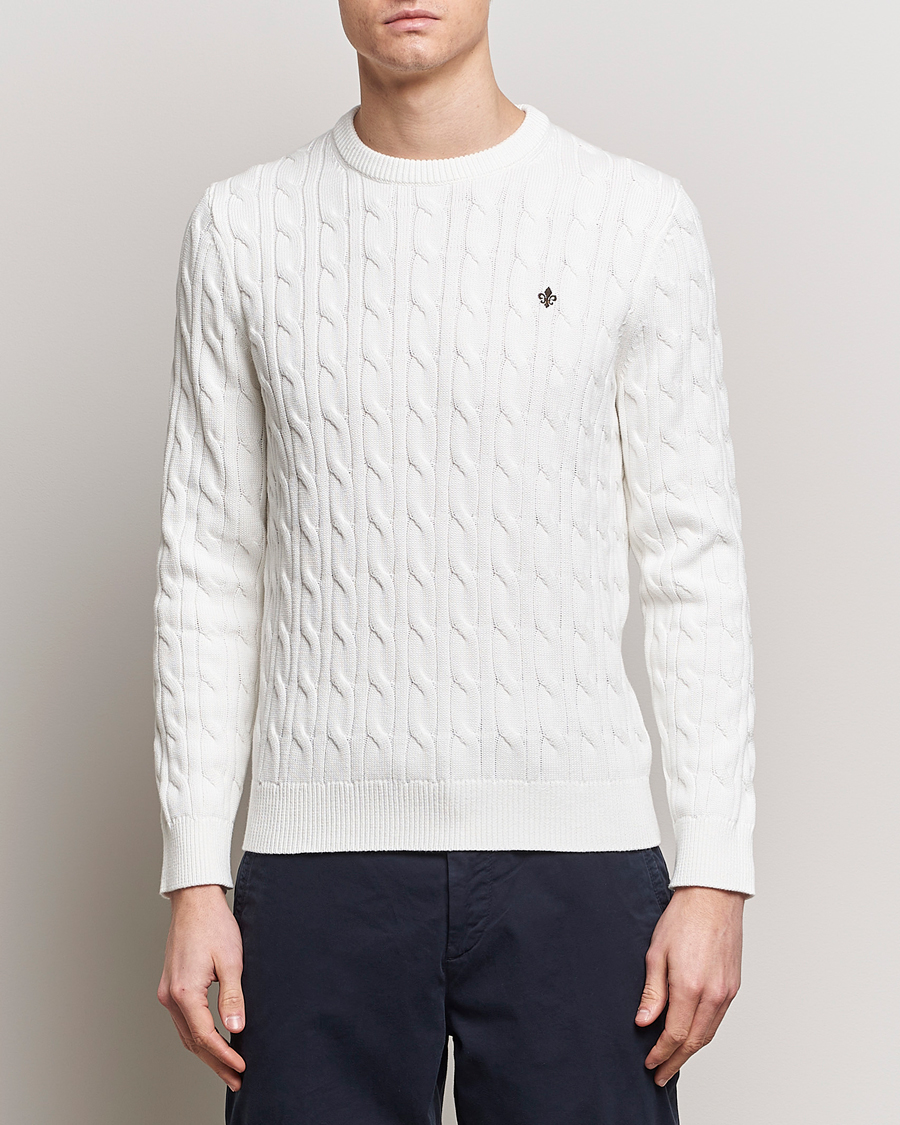 Homme | Pulls Et Tricots | Morris | Ethan Cotton Cable Crew Neck Off White