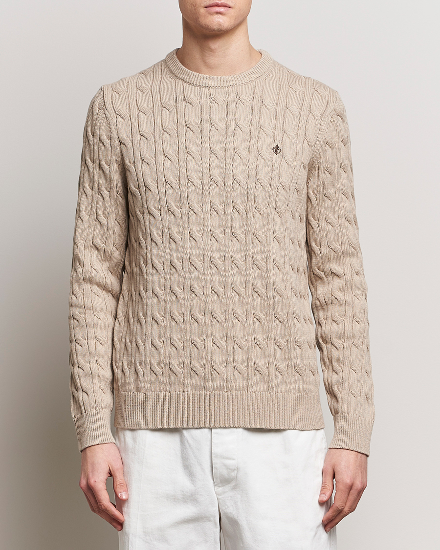 Homme | Pulls Et Tricots | Morris | Ethan Cotton Cable Crew Neck Khaki