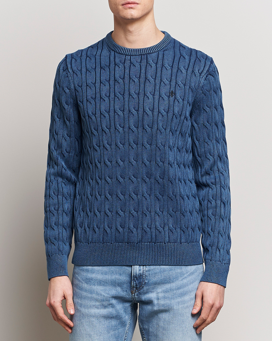 Homme | Pulls Et Tricots | Morris | Ethan Cotton Cable Crew Neck Blue