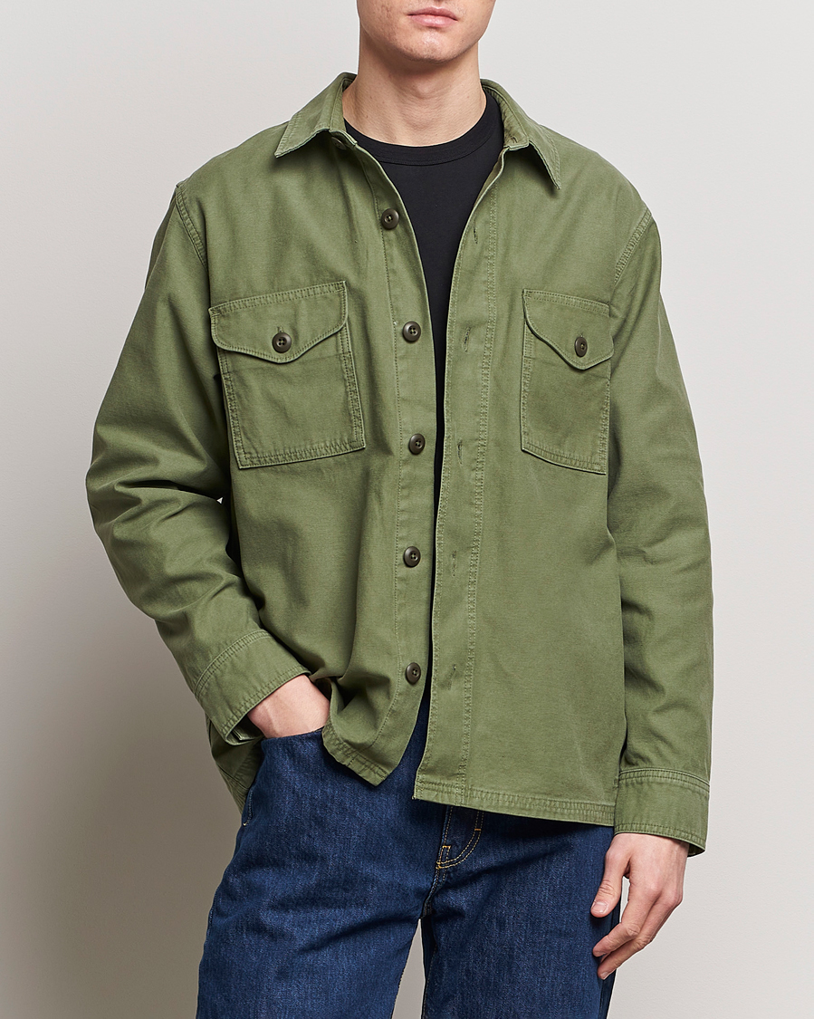Homme | Vestes Classiques | Filson | Reverse Sateen Jac-Shirt Washed Fatigue Green