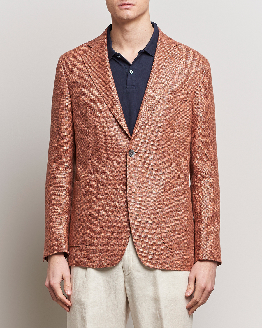 Homme | Blazers | Oscar Jacobson | Ferry Hopsack Hemp/Wool Blazer Orange
