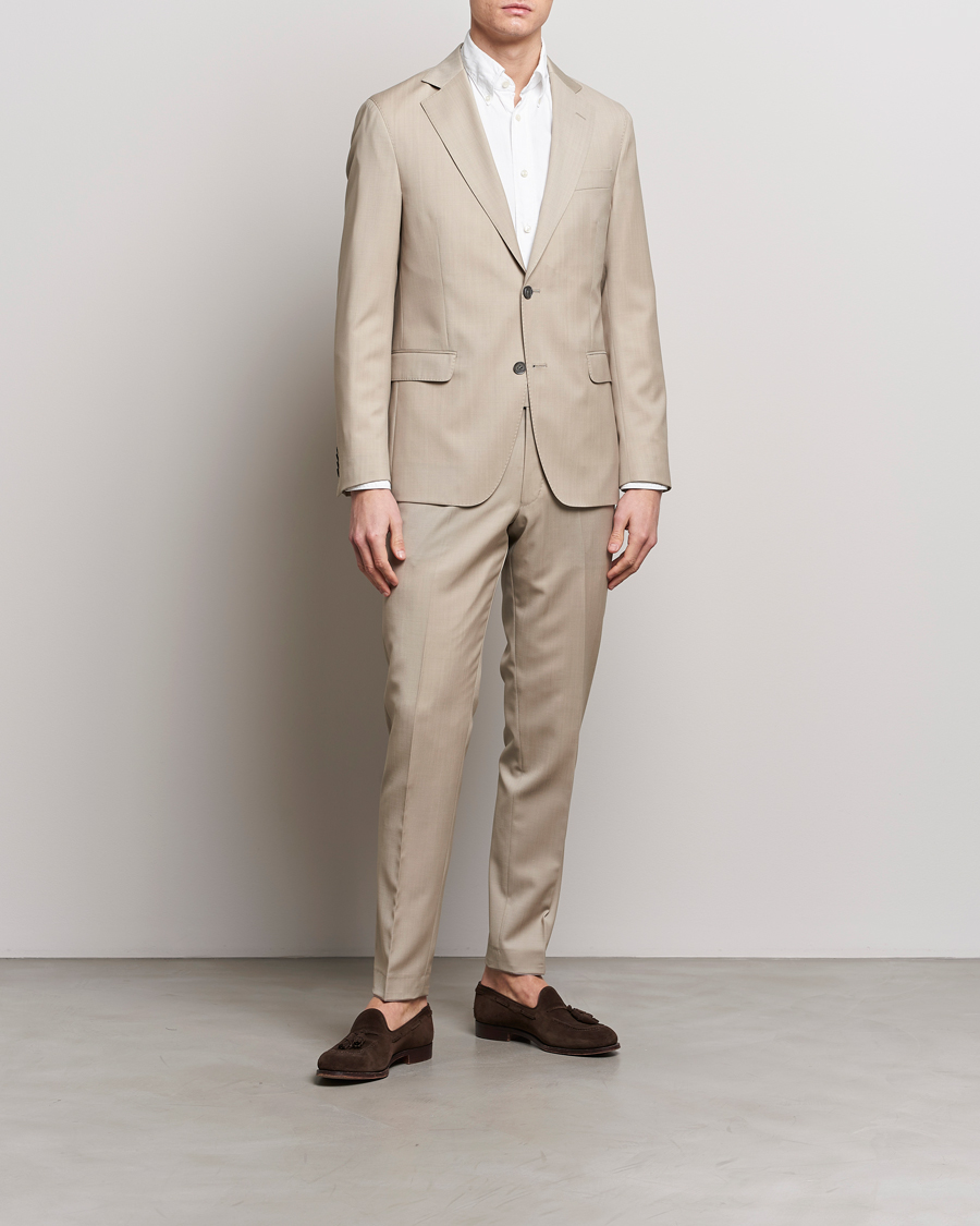 Homme | Costumes | Oscar Jacobson | Fogerty Super 130's Wool Suit Beige