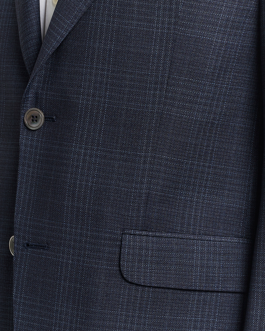 Homme | Blazers | Oscar Jacobson | Fogerty Mini Check Wool Blazer Navy