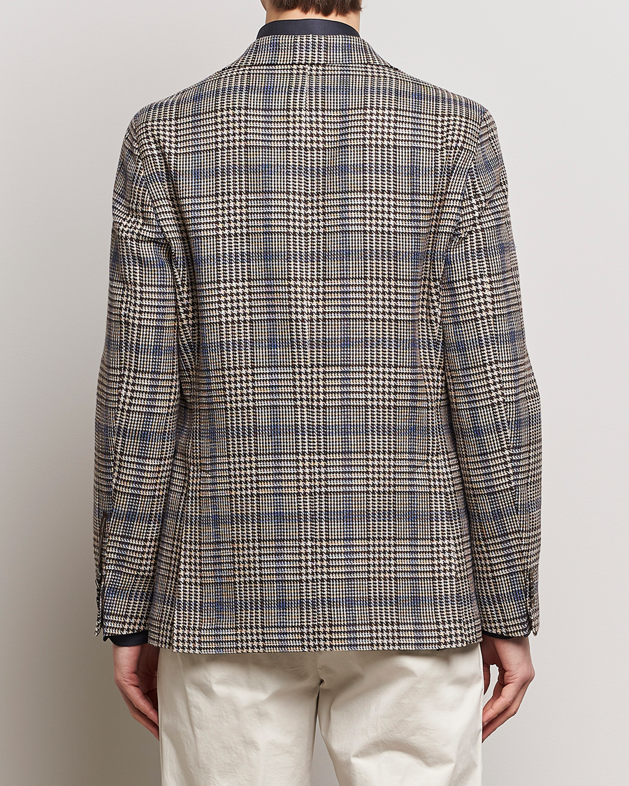 Homme | Blazers | Oscar Jacobson | Ferry Soft Checked Cotton/Linen Blazer Beige