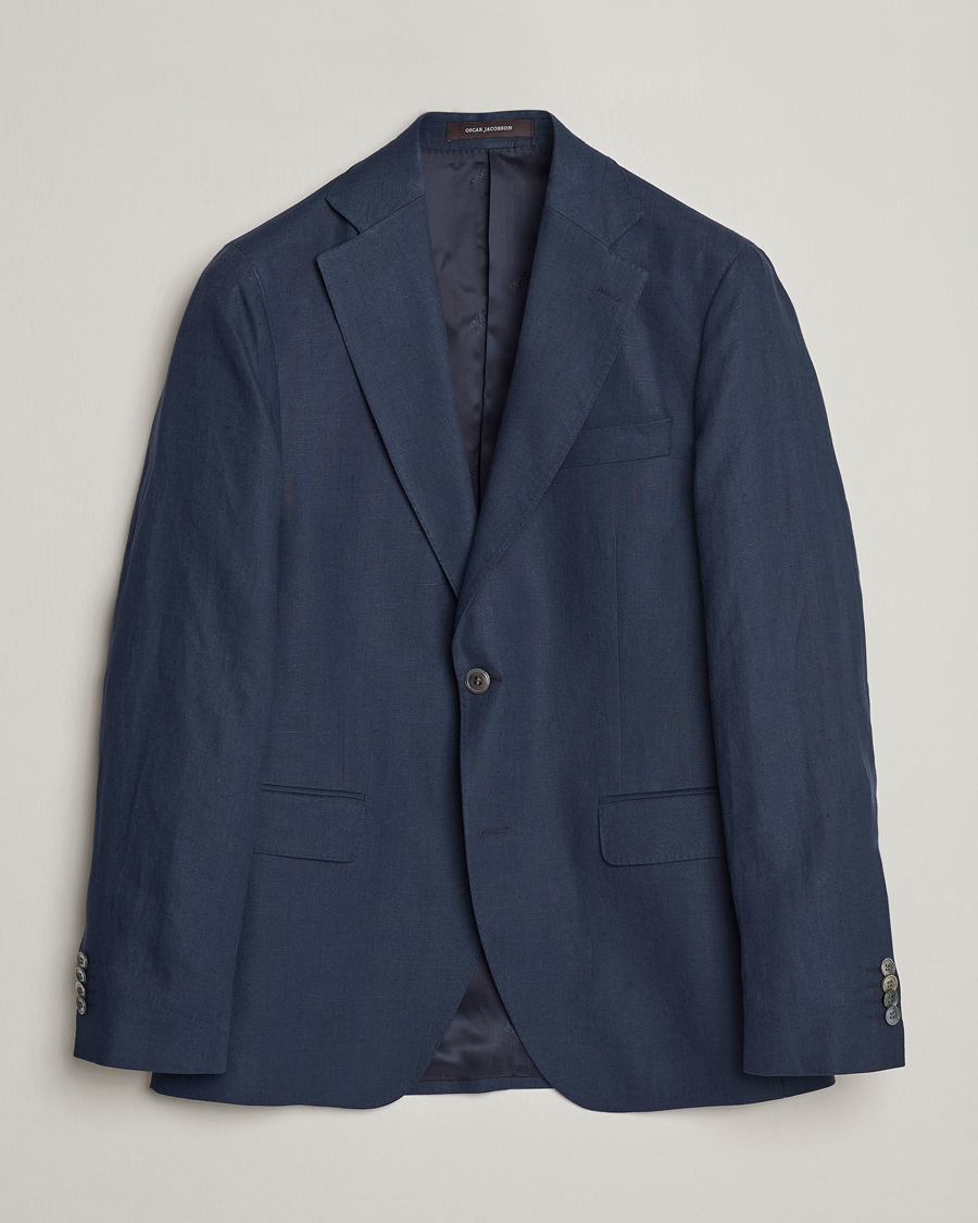 Homme | Blazers | Oscar Jacobson | Fogerty Linen Blazer Navy