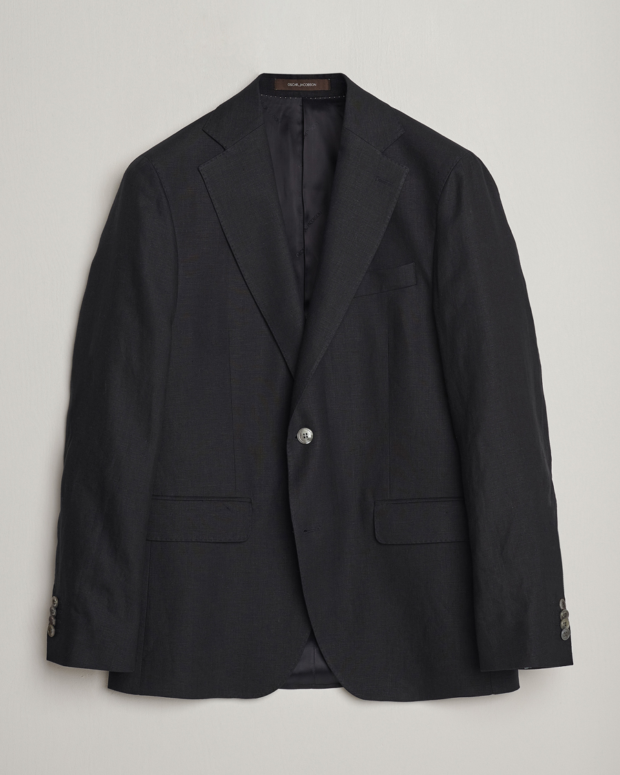 Homme | Blazers | Oscar Jacobson | Fogerty Linen Blazer Black