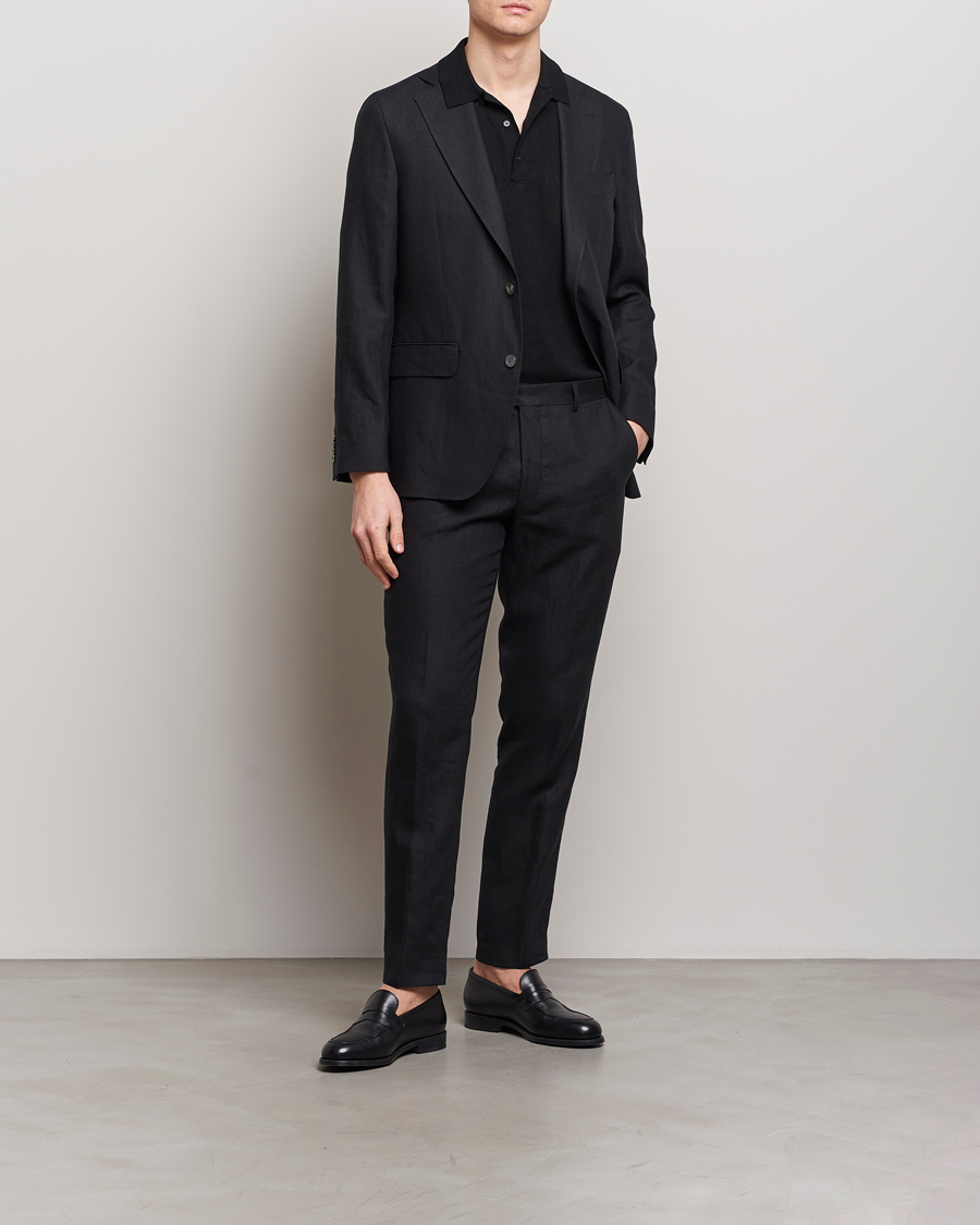Homme | Blazers | Oscar Jacobson | Fogerty Linen Blazer Black
