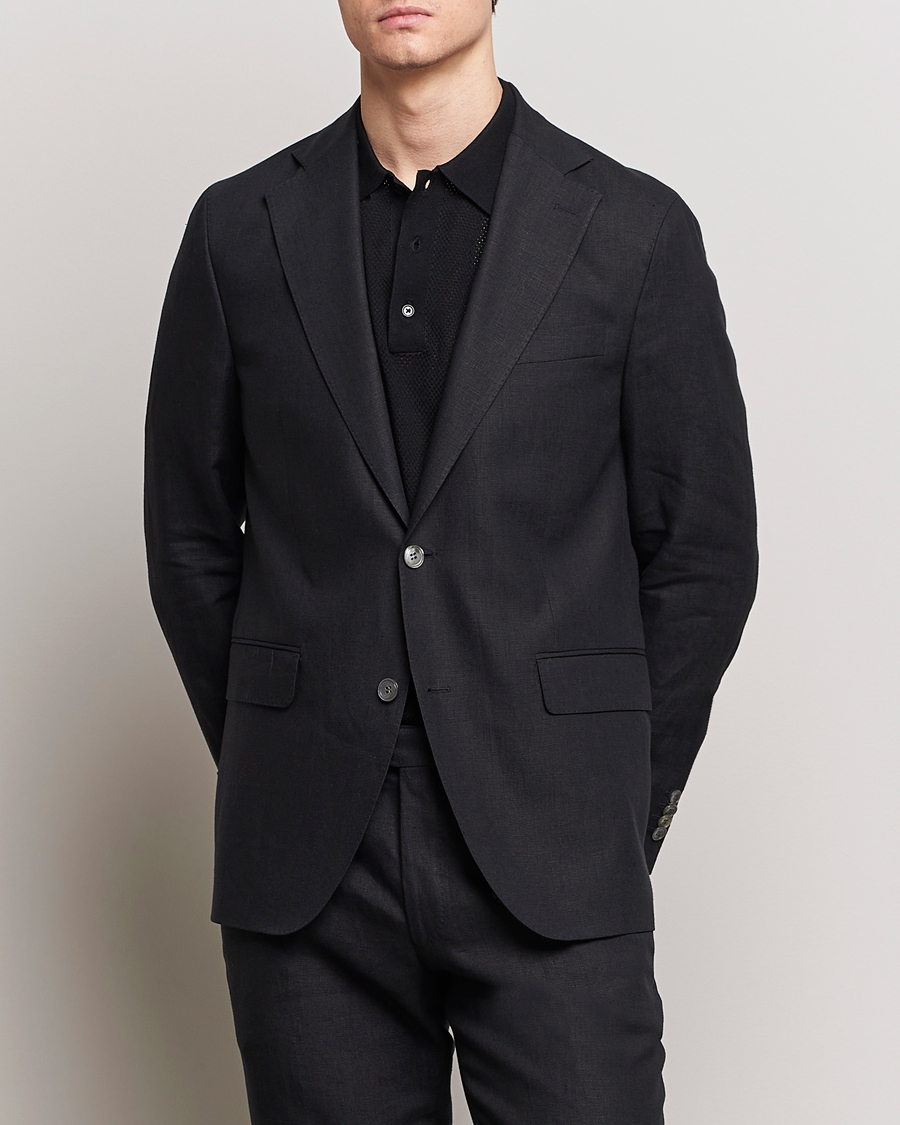 Homme | Blazers | Oscar Jacobson | Fogerty Linen Blazer Black