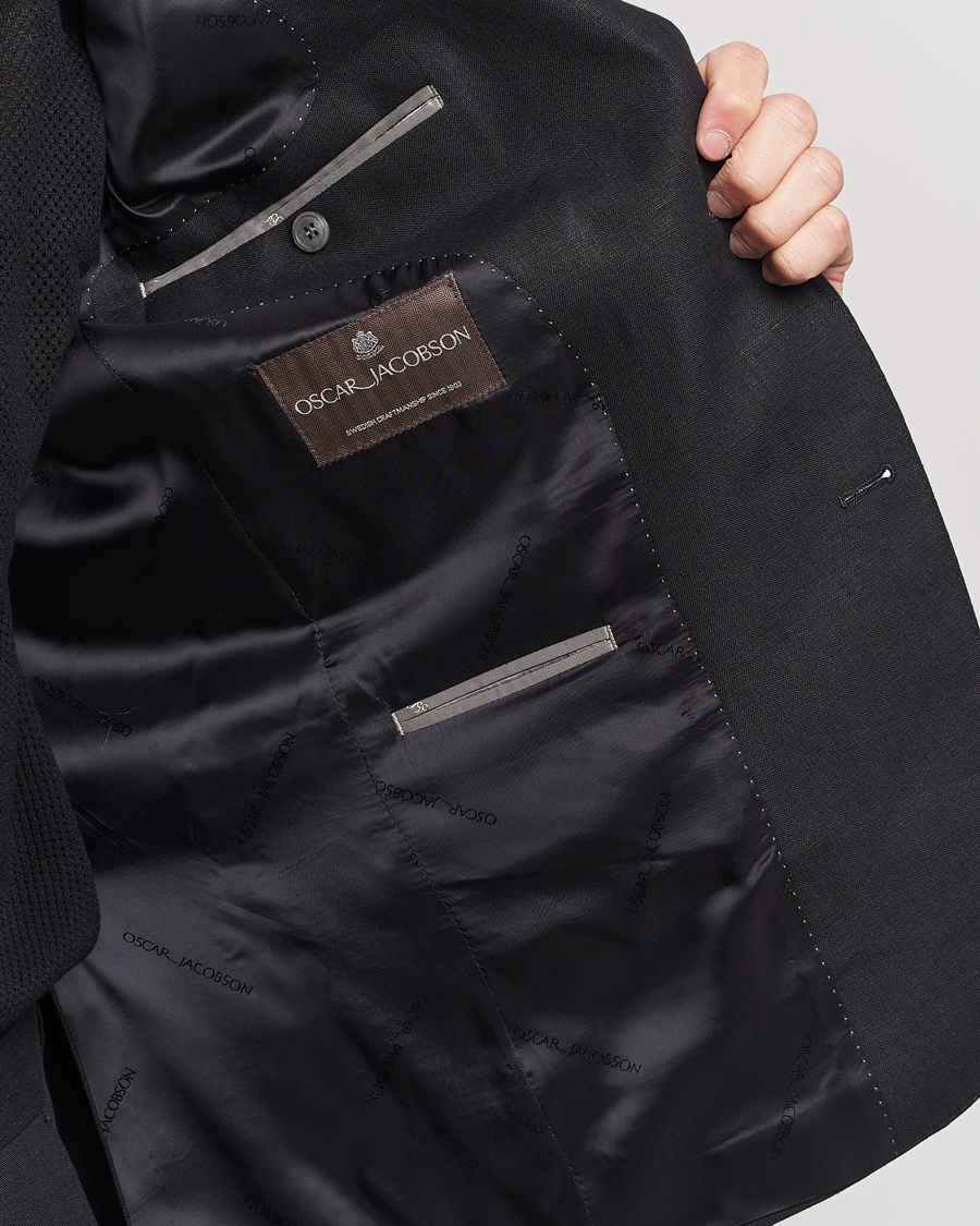 Homme | Blazers | Oscar Jacobson | Fogerty Linen Blazer Black