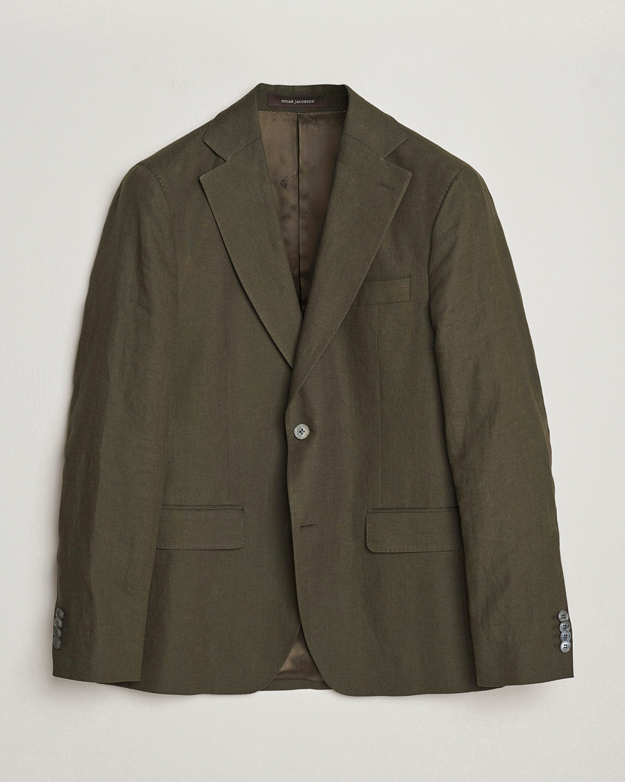 Homme | Blazers | Oscar Jacobson | Fogerty Linen Blazer Olive