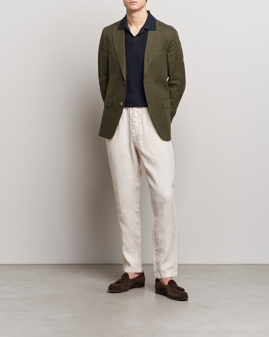 Homme | Blazers | Oscar Jacobson | Fogerty Linen Blazer Olive