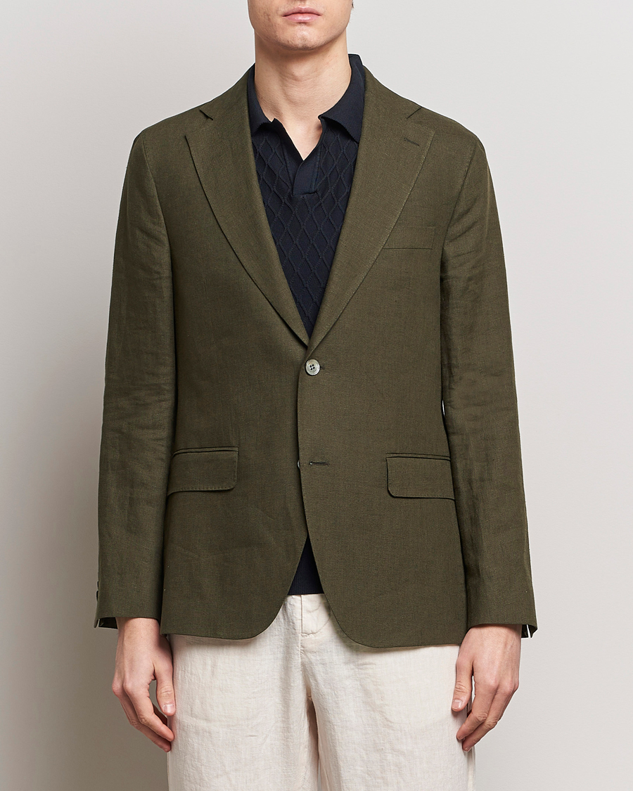 Homme | Blazers | Oscar Jacobson | Fogerty Linen Blazer Olive