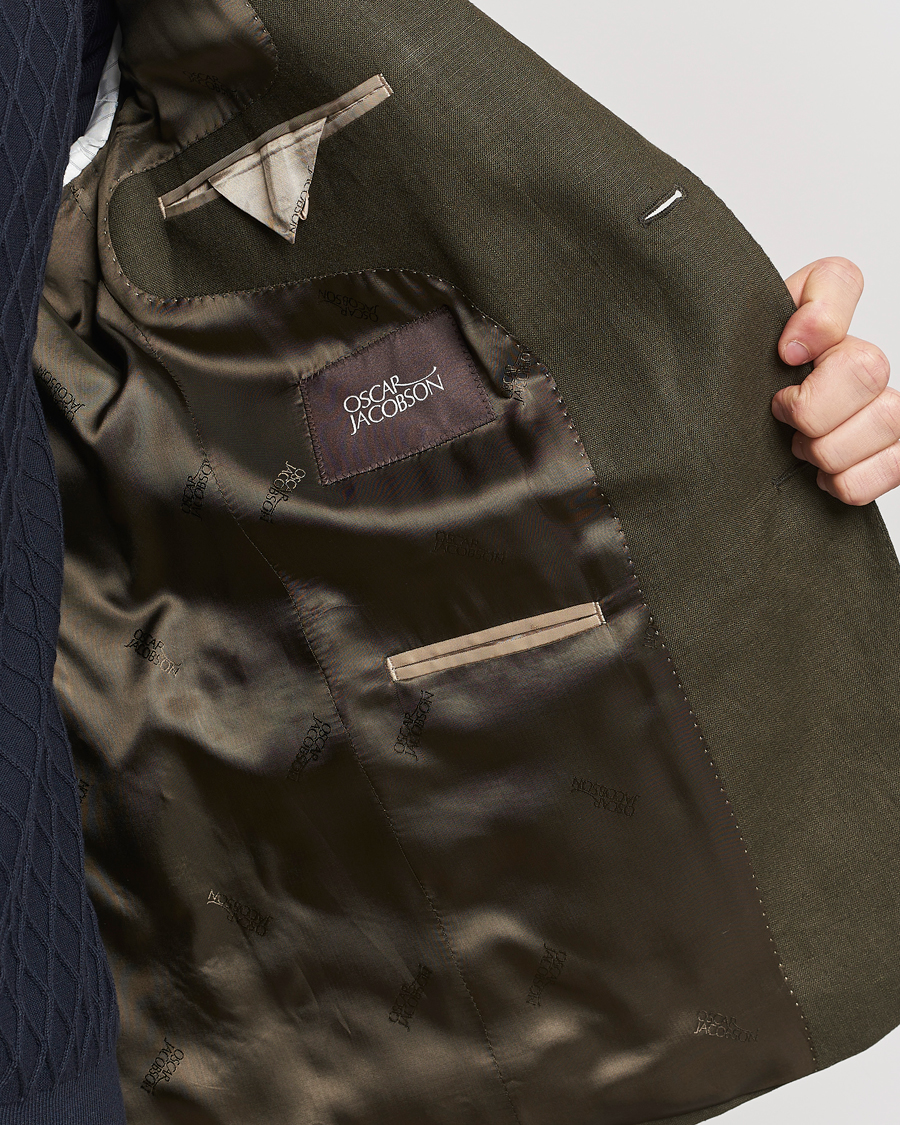 Homme | Blazers | Oscar Jacobson | Fogerty Linen Blazer Olive
